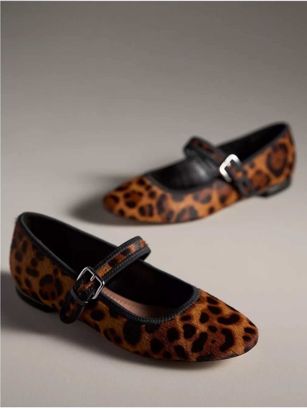 Anthropologie Maeve Leopard Mary Jane Flats Size 40